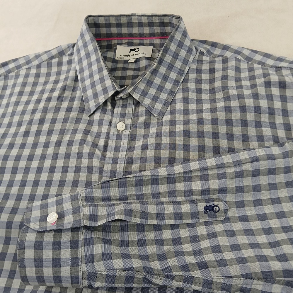Moods Of Norway XL Mens Shirt 22x29 Casual Long Sleeve Button‎ Up Fits A Medium